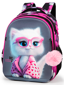 Ортопедичний шкільний рюкзак 6 в 1 для дівчинки School Standard 38х30х18 см з Котом  для молодших класів (SET 170-66)